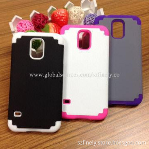 PC + Silicone Cases for Samsung S5, 2-in-1 Design, Various Colors Available